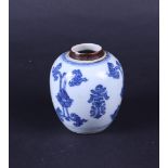 A porcelain storage jar decorated with characters. China, Kangxi.