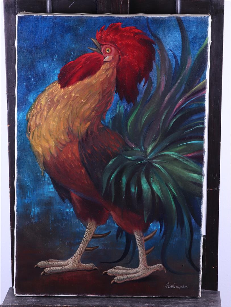 Frans Luyckx (De Frenne) (Borgerhout, 5 December 1923 – Essen, 1997), A rooster crowing, signed 