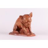 Illegibly signed, and dated "36", A terracotta sculpture of a French Bulldog.