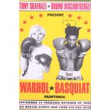 Warhol * Basquiat Boxing Poster, Exhibition New York 1985. Reissue. with signature of Basquiat.