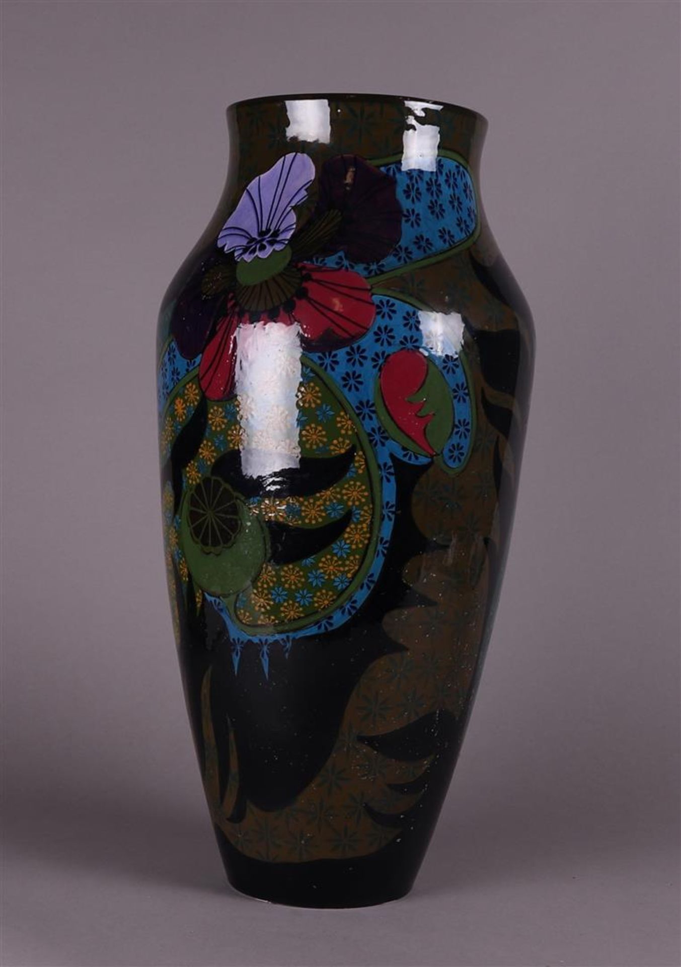 Plateelbakkerij Zuid Holland (PZH) - Gouda - Holland - ceramics - A capital hand-painted vase -  - Bild 4 aus 4