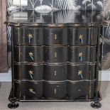 An lkotv of two organ-bent black lacquered sideboards. 20th century.