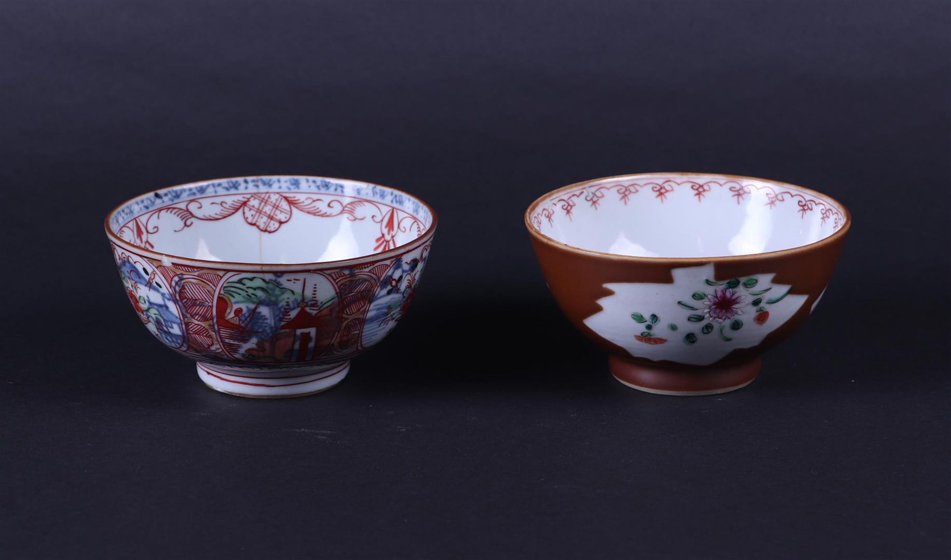 A lot of porcelain bowls, one famile rose with capuchin and Amsterdams Bont. China, 18th century. - Bild 2 aus 4