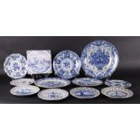 A lot with (10) various pottery plates, all marked: "De Porselyne Fles".