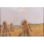 Xeno Munninghoff (Deventer 1873 - 1943 Barneveld), Sheaves of wheat in a landscape near Barneveld,