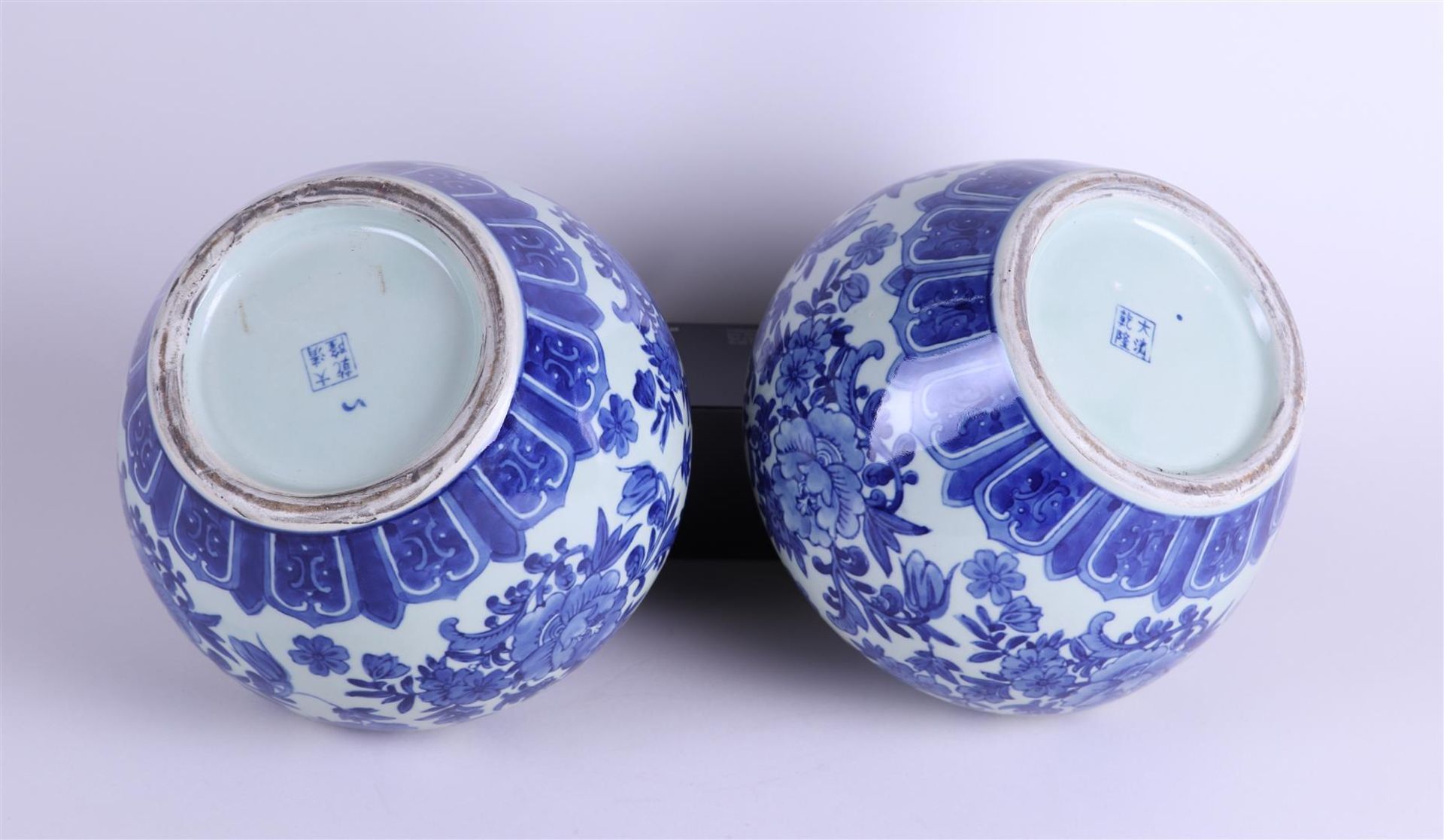 A set of (2)  porcelain storage jars. China, late 20th century. Lids not present.  - Image 3 of 4