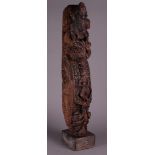 A richly carved wooden temple beam. India, 18th century or earlier.