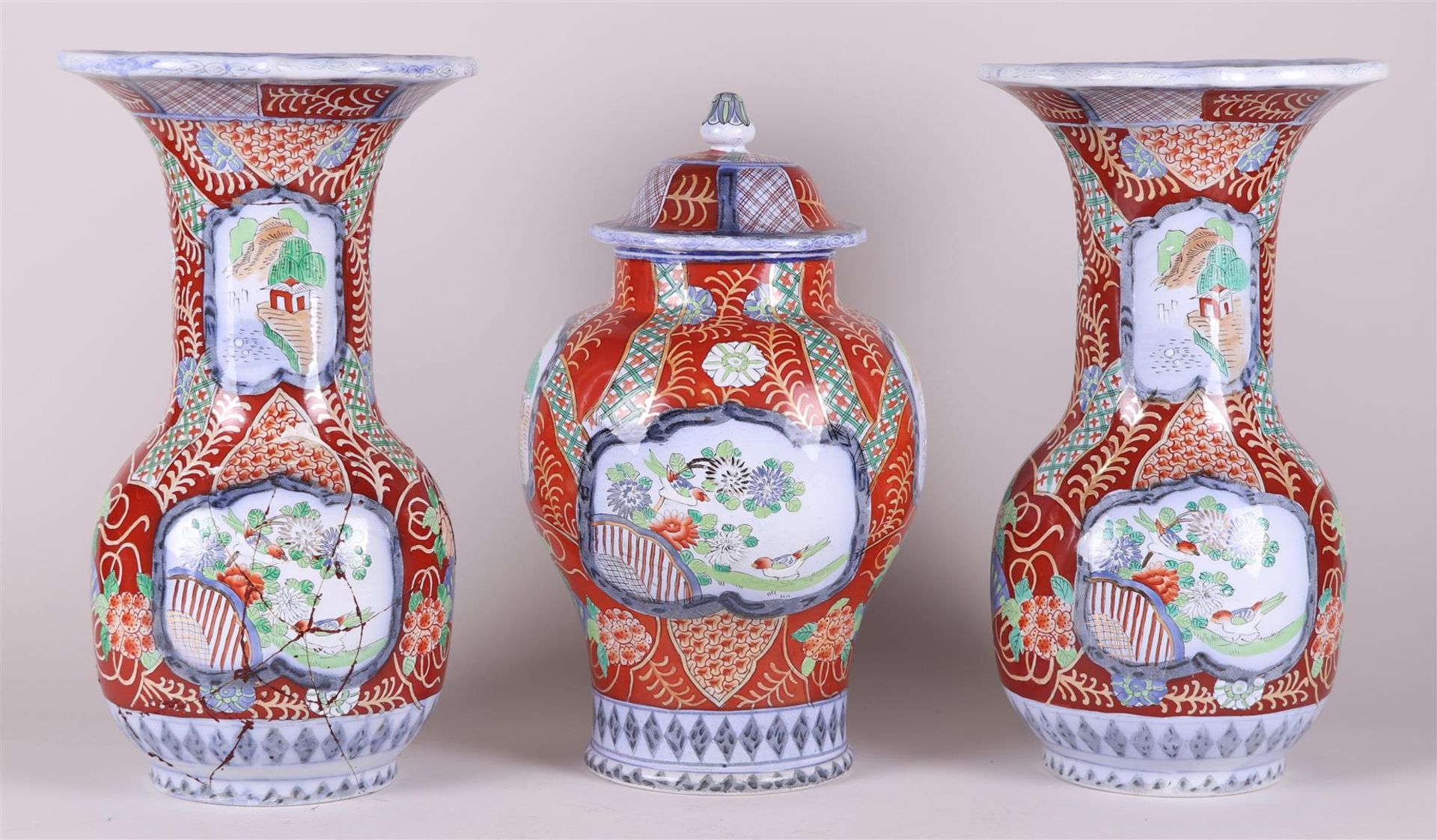 An earthenware Imari-style cabinet set, Petrus Regout, Maastricht.