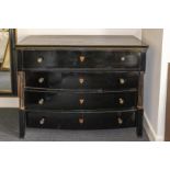 A black lacquered empire style chest of drawers