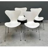 Fritz Hansen, A set of (4) Butterfly chairs, series 7, in white. All marked on the bottom.