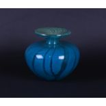 Mdina, glass vase, signed on the bottom. Ming pattern. Malta, late 20th century.