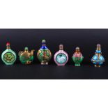 A lot with (6) enamel snuff bottles. China, 20th century.