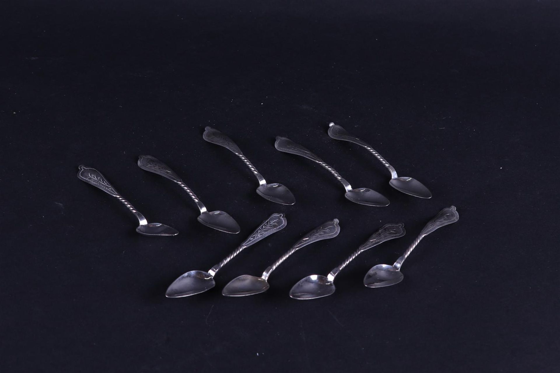 A set of silver teaspoons, marked with a sword, 835/1000. 51 grams.