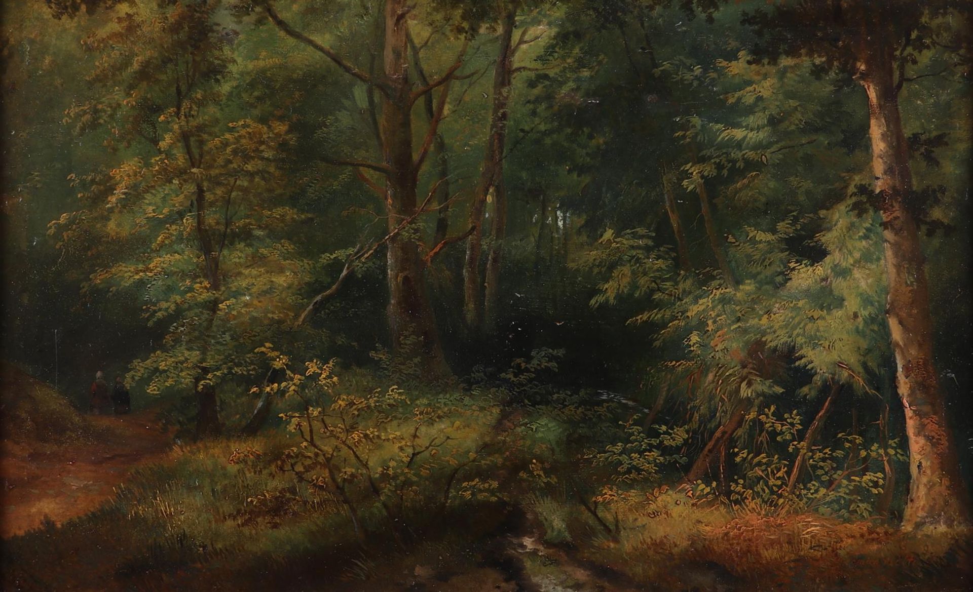 Hendrik Dirk Kruseman van Elten (Alkmaar 1821 - 1904 Paris), Figures on a forest path in Oosterbeek