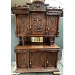 A French antique hunting cabinet with a deer hunt worn on the uprising by jesters.