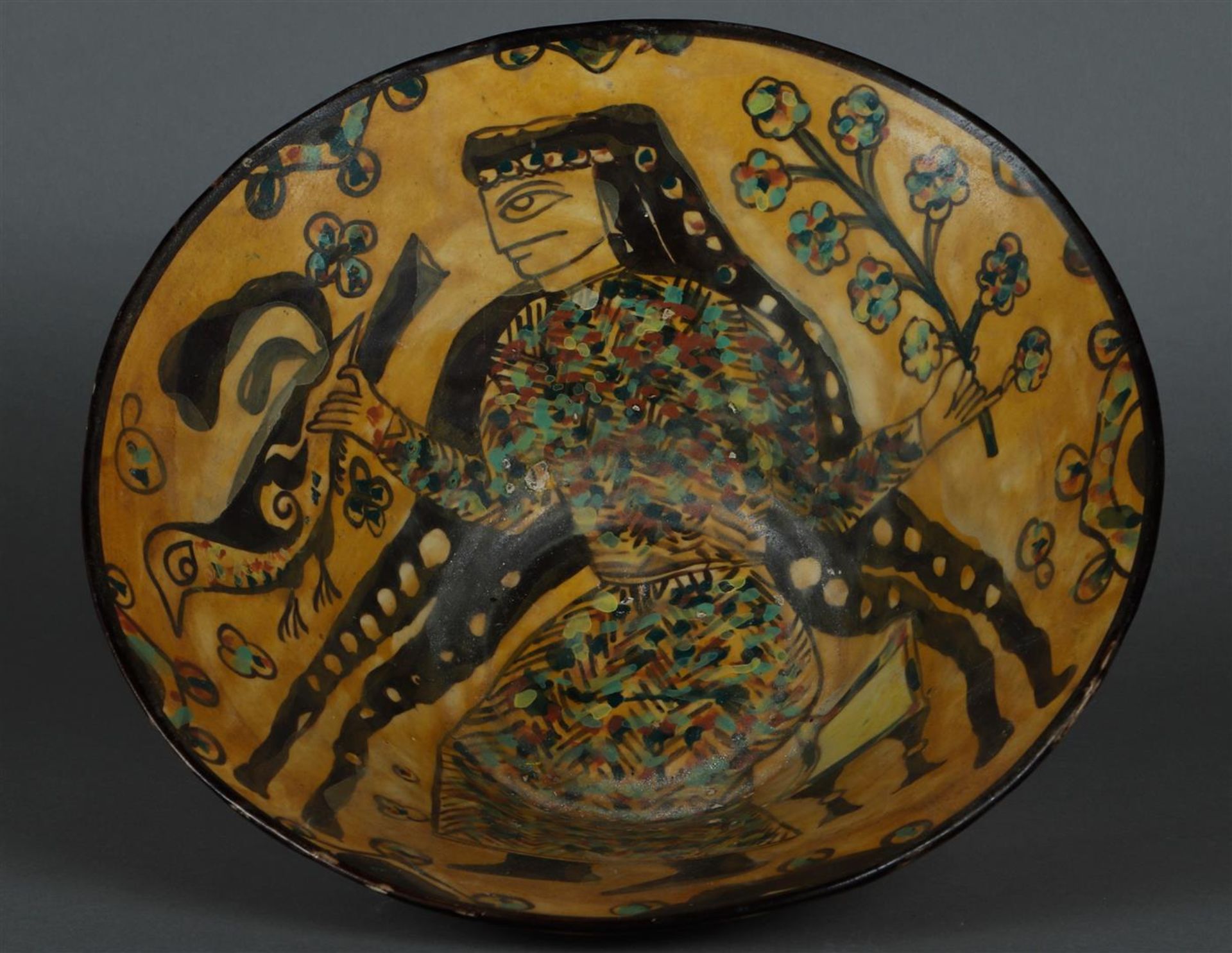 A pottery Nishapur painted bowl. Persia, probably 13th century. - Bild 3 aus 4
