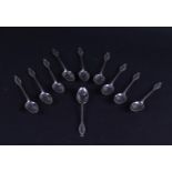 A set of silver teaspoons, marked with a sword 835/1000. 79 grams.