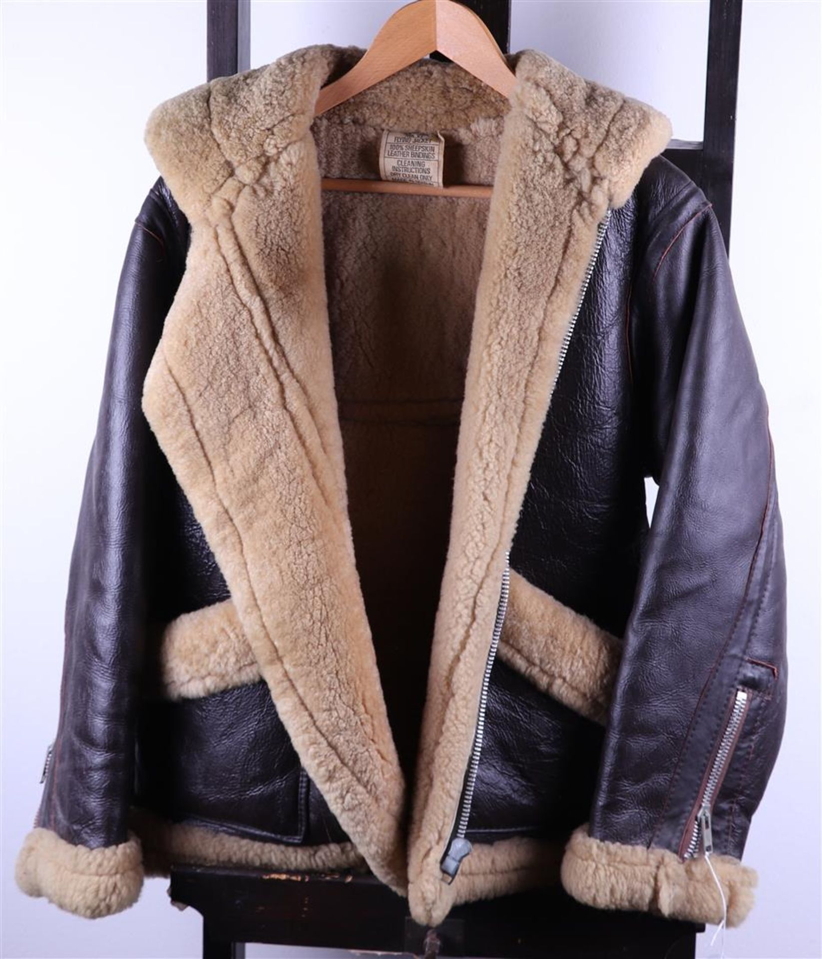 A Vintage Leather Sheepskin Flight jacket. Medium.