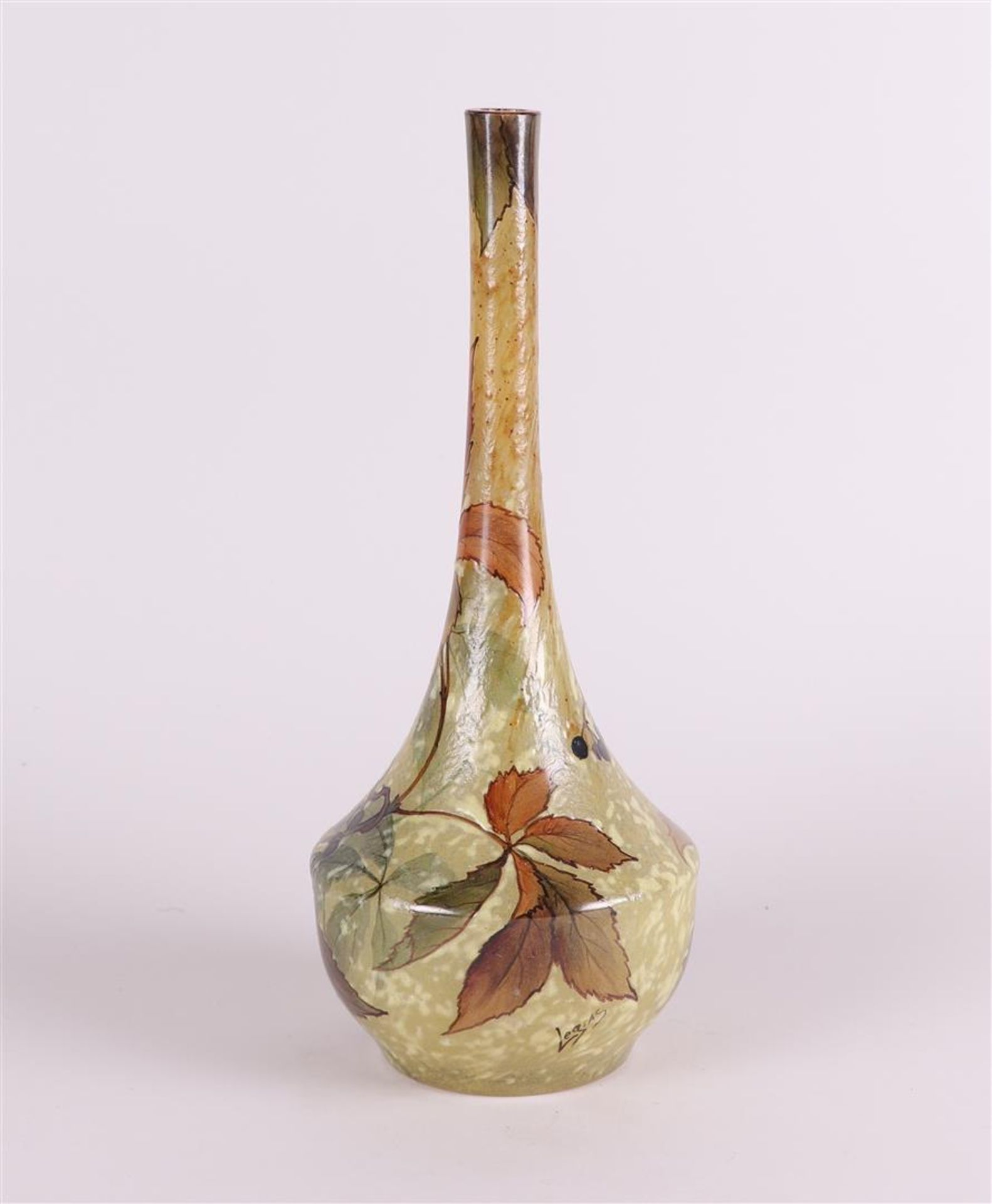 François-Théodore Legras (1839-1916) - A glass hand-painted Legras vase, marked at the foot. - Image 3 of 6