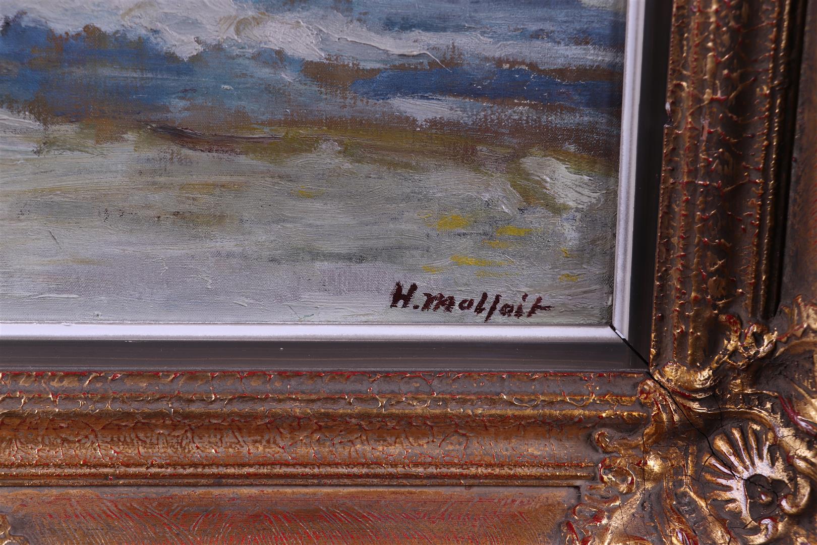 Belgian School, 20th century, Riders on the beach, signed "H. Malfait", oil on canvas, - Image 3 of 4