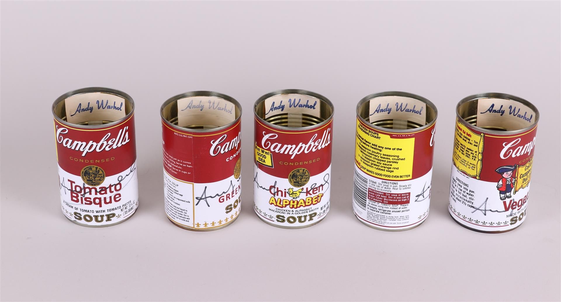 Andy Warhol (Pittsburgh, , 1928 - 1987 New York ), (after), (5x) Campbell's Tomato Soup cans - Image 2 of 9