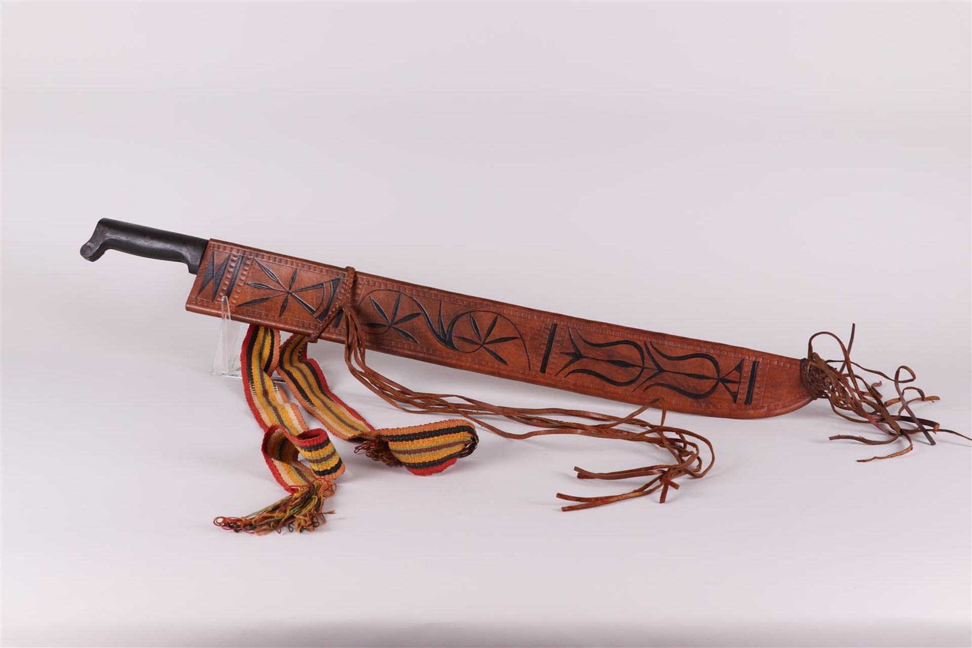 A machete  in a  leather sheath, South America. 20th century. - Image 2 of 3