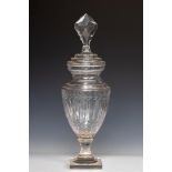 A large cut, glass coupe with lid. 19th century.