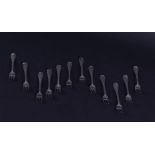 A set of twelve silver pastry forks. Marked with sword 835/1000. 168 grams.