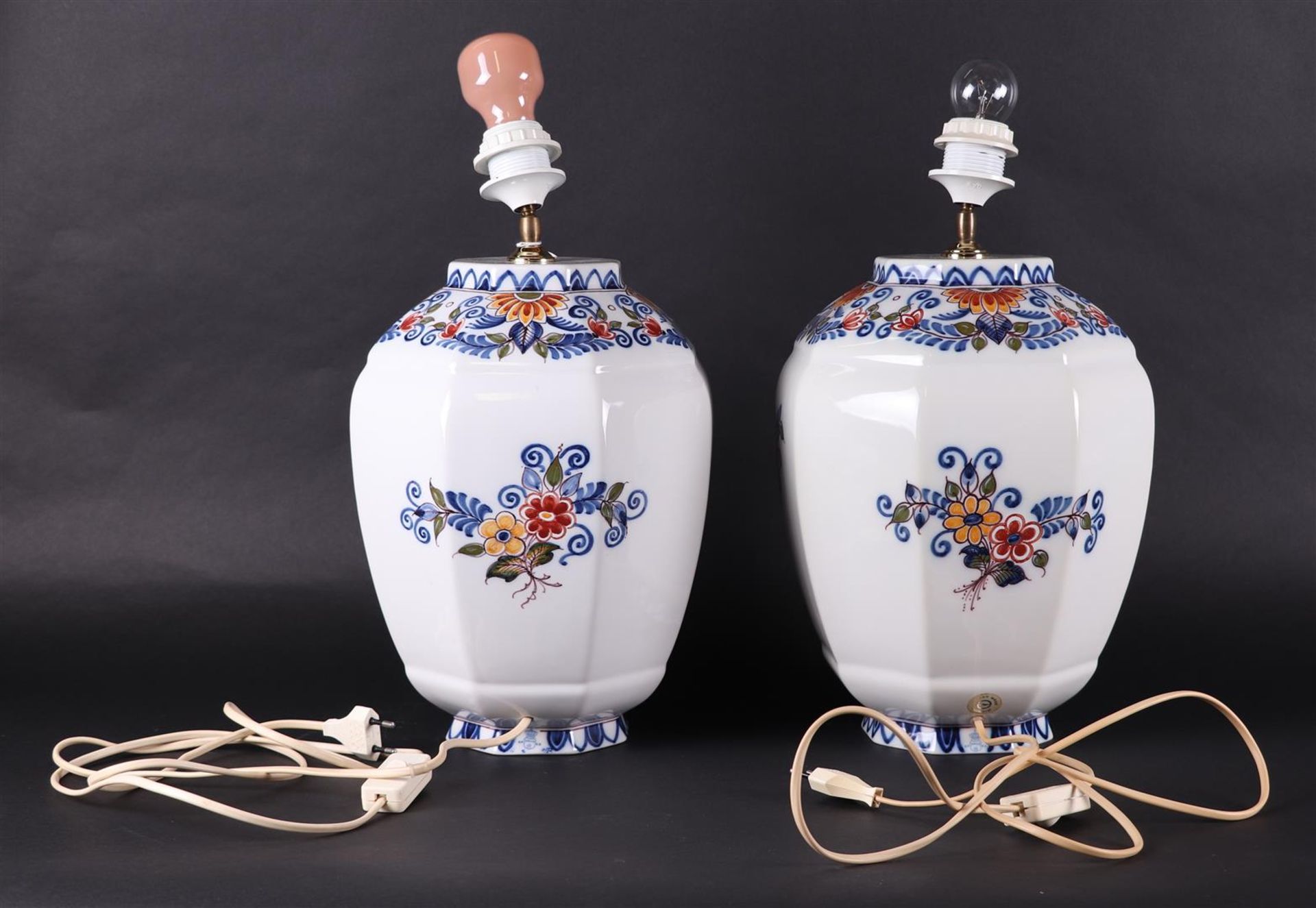 A set of two earthenware polychrome painted table lamps, Koninklijke Tichelaar, Makkum. - Image 2 of 3