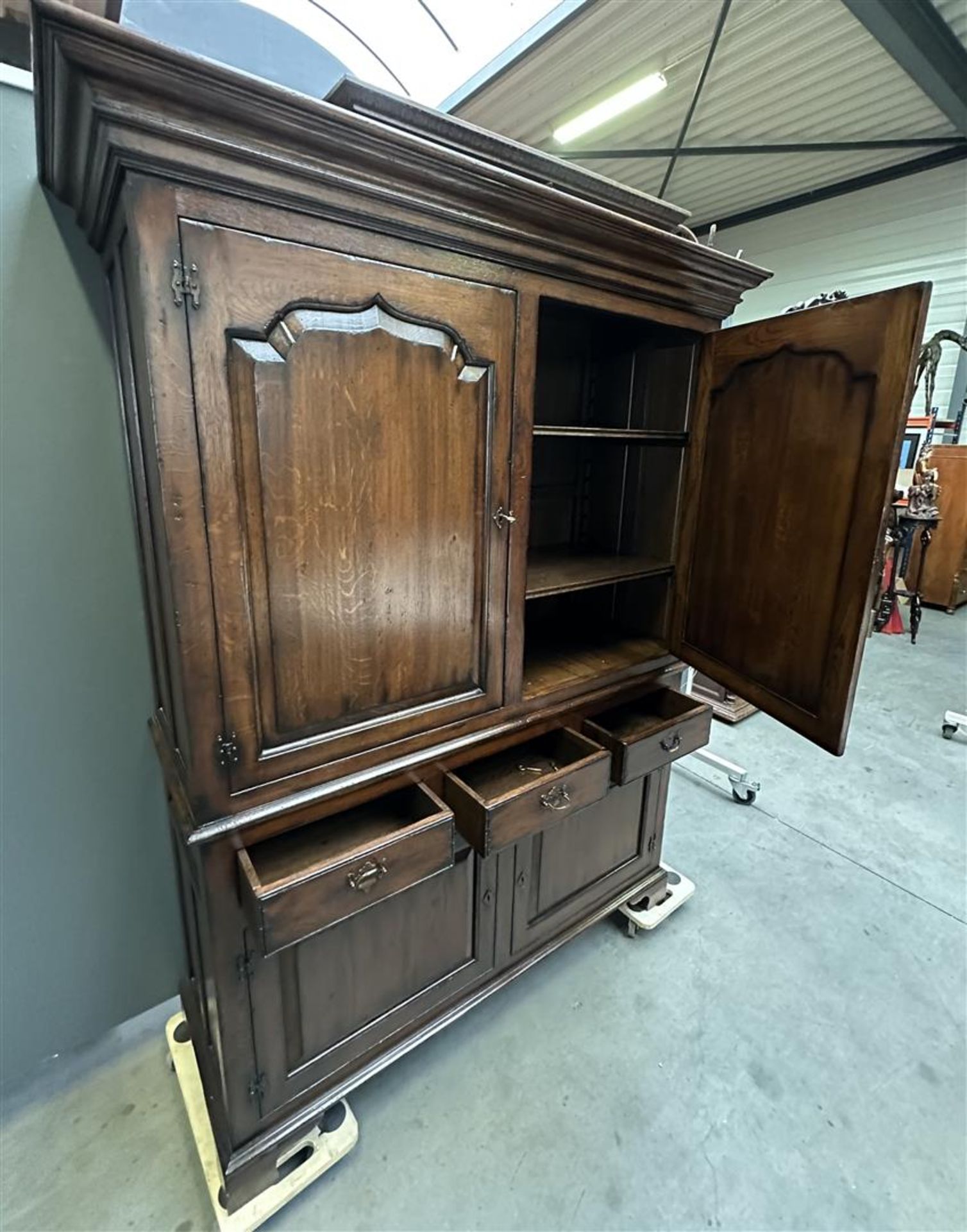 A large chestnut linen cupboard, 20th century, after an older example. In very good condition. - Image 2 of 2