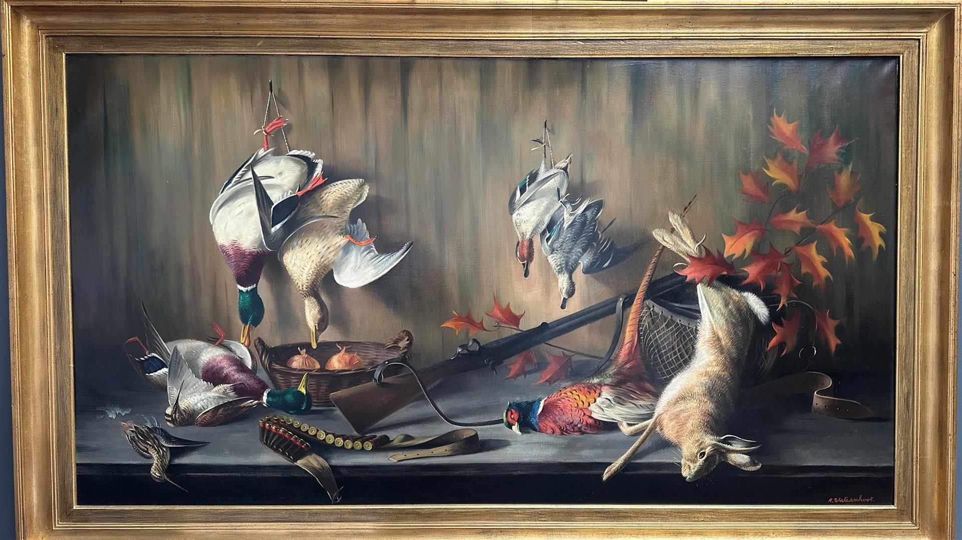 A. Waterschoot, XX, A capital  sporting still life with snipe and pheasant,  - Bild 2 aus 5