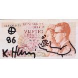 Keith Haring (Reading Pennsylvania 1958 - 1990 New York), (after),A very rare Belgian 50 Frank Note