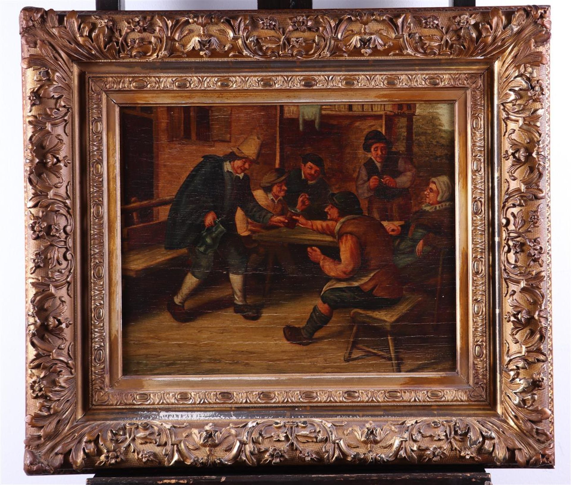 Follower of Adriaen van Ostade, first half 20th century, Inn scene, oil on panel. - Bild 2 aus 3