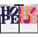 Robert Indiana (New Casttle, Ind. 1928 - 2018 Vinalhaven, Maine, USA) (after), Two postcards, with s
