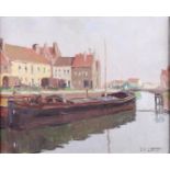 Jean-François Luypaert (Vilvoorde, 1893 - 1954, Ostend), An inland vessel at the quay,