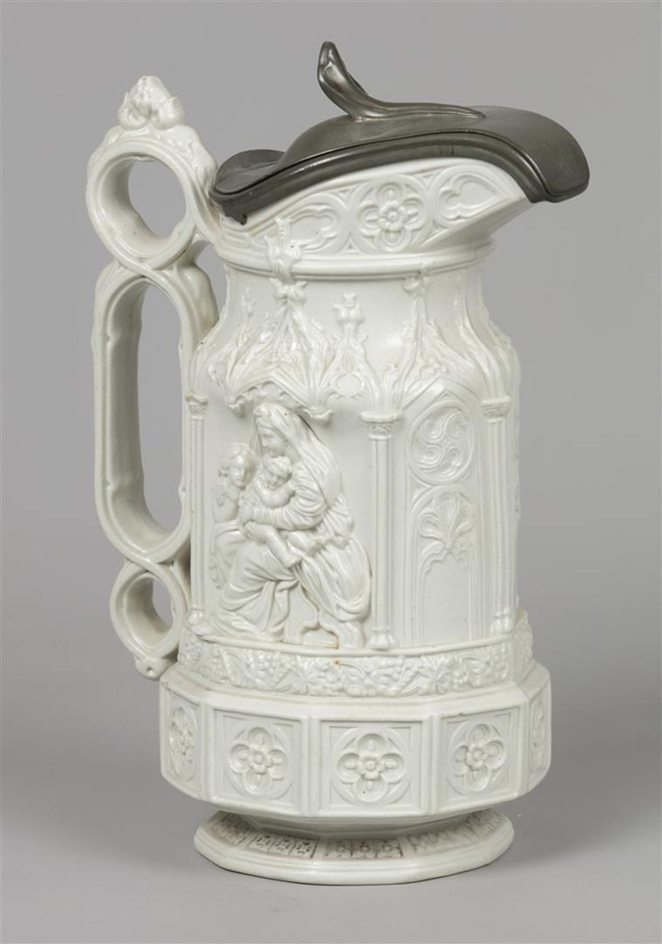 A Charles Meigh York Minster Jug with pewter valve. - Image 3 of 6