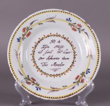 A Delft plate with proverb,
