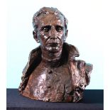 A terra cotta bust of an officer, signed on the back, 