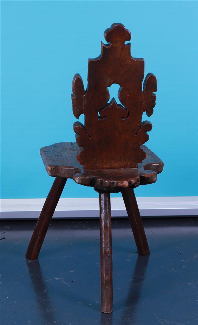 A Dutch/German farm chair with carved backrest.  - Image 2 of 2