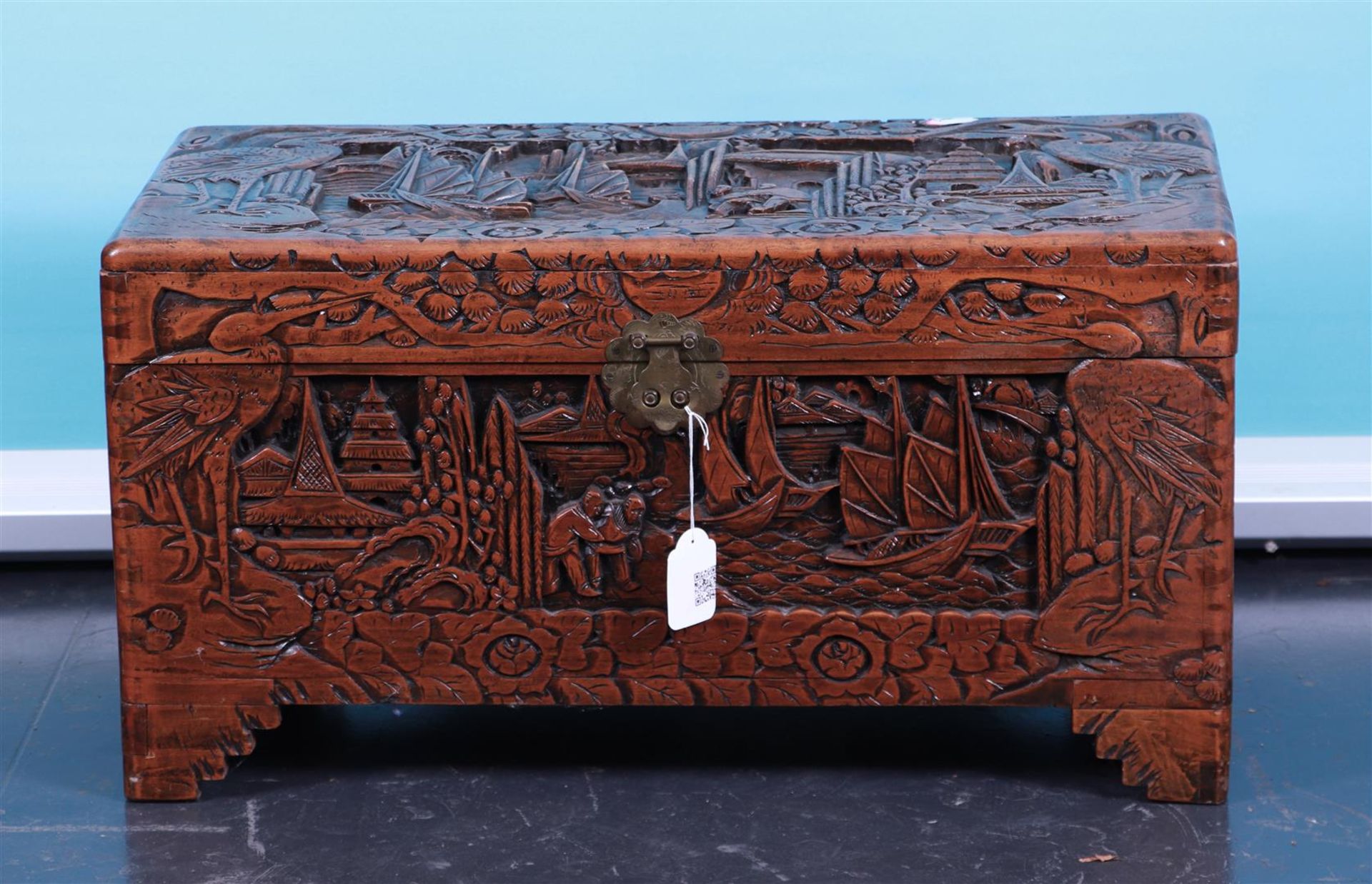 Richly Carved Colonial Camphor Chest (Indonesia, Ca. 1900)