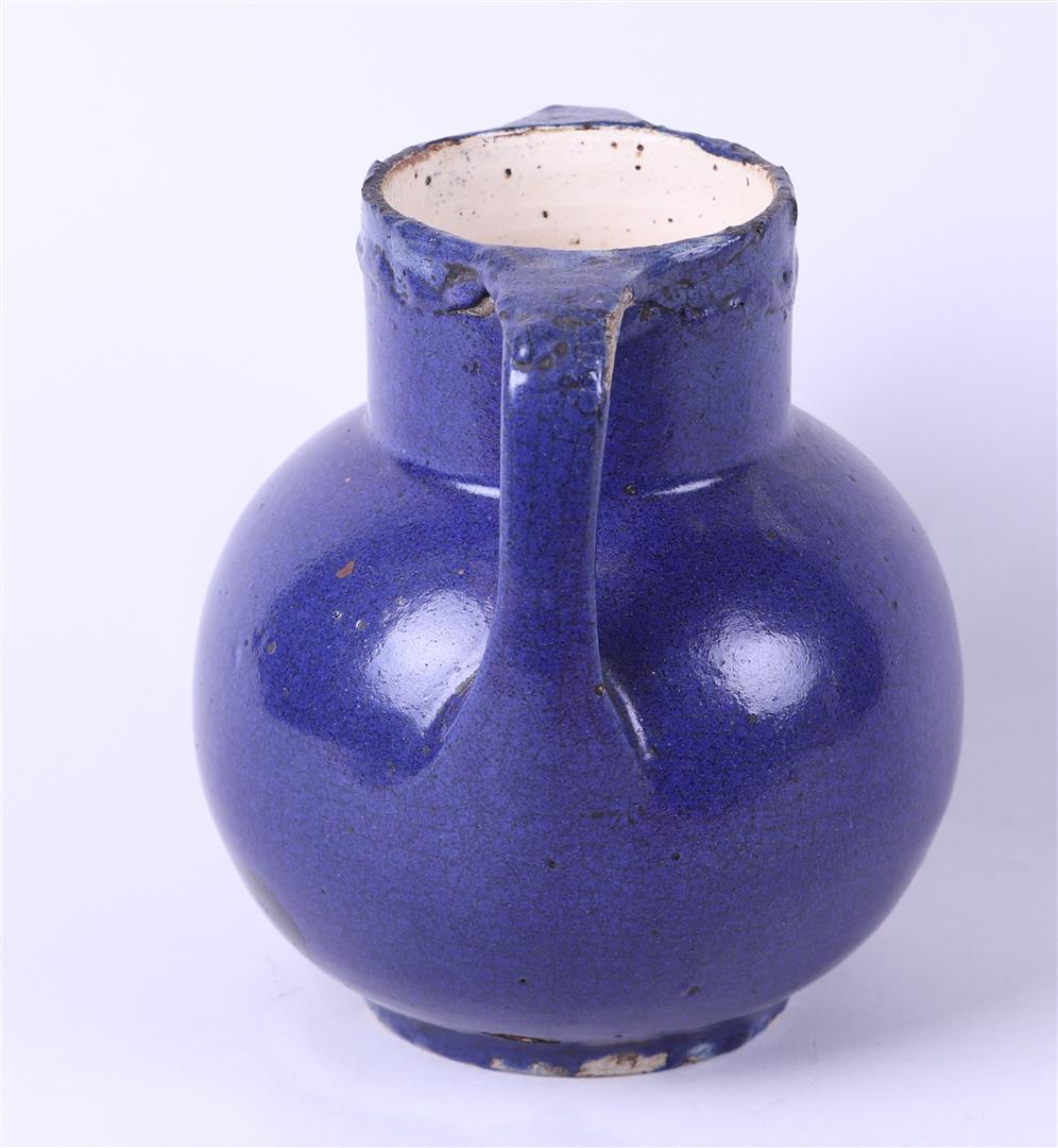 Blue-glazed earthenware ear vase, design C.J.van der Hoef, executed by de Kat Bergen op Zoom.
 - Image 2 of 6