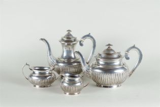 A silver coffee and tea set, consisting of a coffee pot, a teapot, a cream jug and a sugar bowl