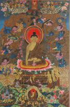 A framed 'Buddha' Thangka. Tibet, 20th century.