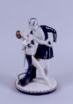 An art deco porcelain sculpture 'Arabia dancers'. Royal dux.
