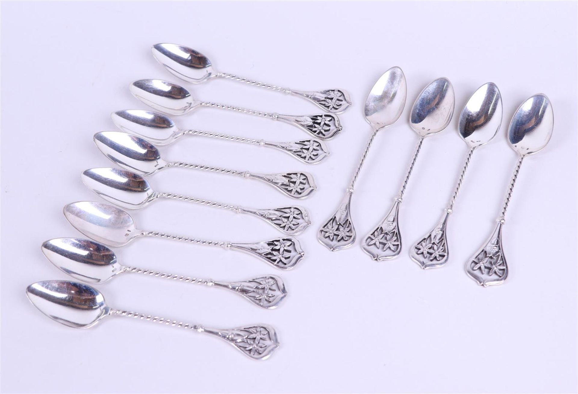 A set of (12) coffee or teaspoons with double Edelweis. Marked with sword. 