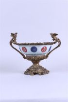 A Samson Imari bowl in bronze frame with phoenixes