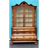 Large Burl Walnut Display Cabinet (Holland, 19th Century)