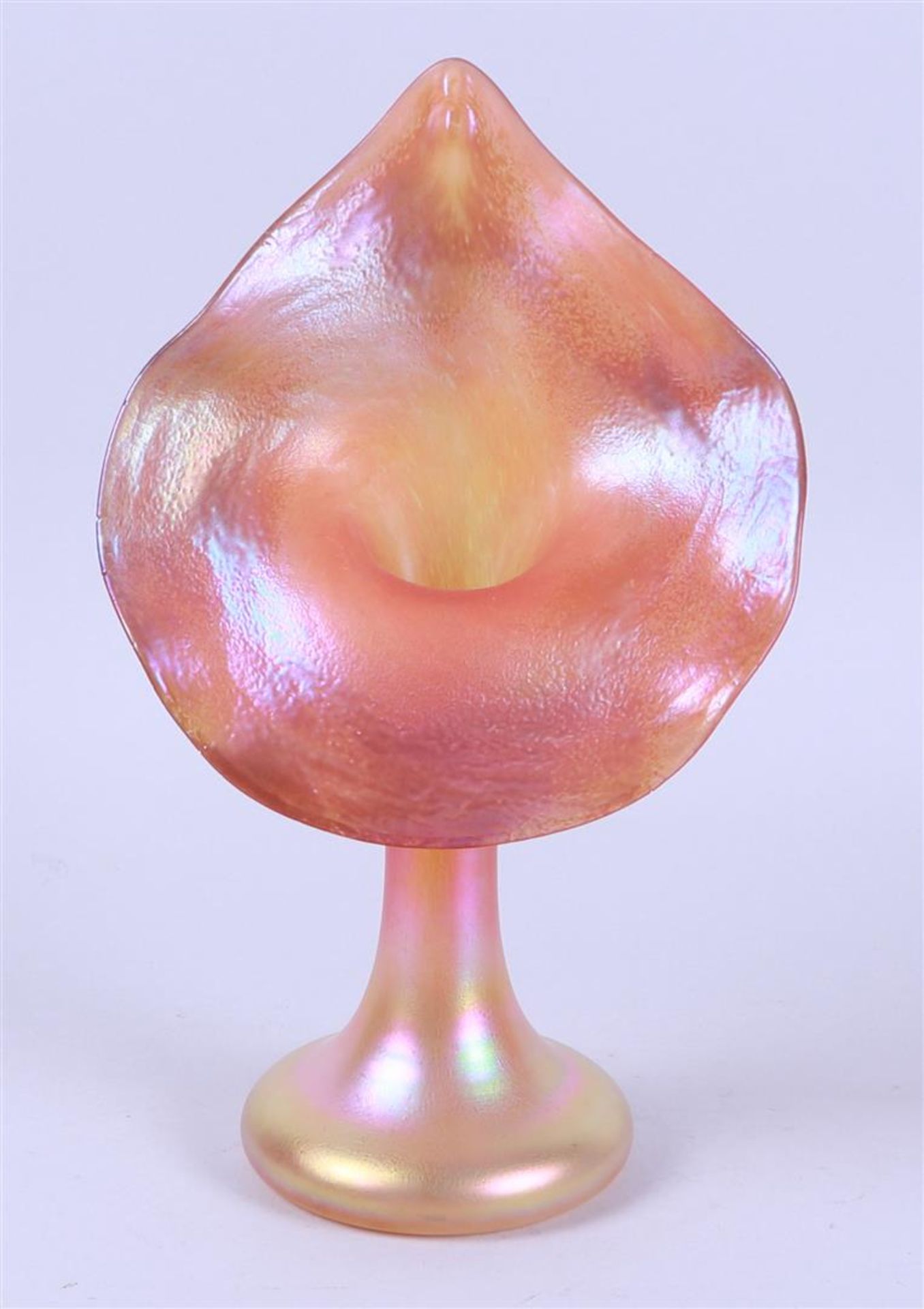 An iridescent glass vase, marked Tiffany & Co.
