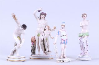 A lot of porcelain figures of Greek figures. Dresden.
