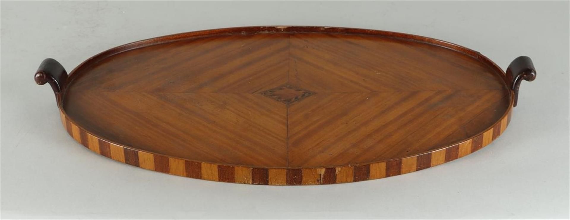 An English mahogany glued tray with intarsia, - Image 2 of 2